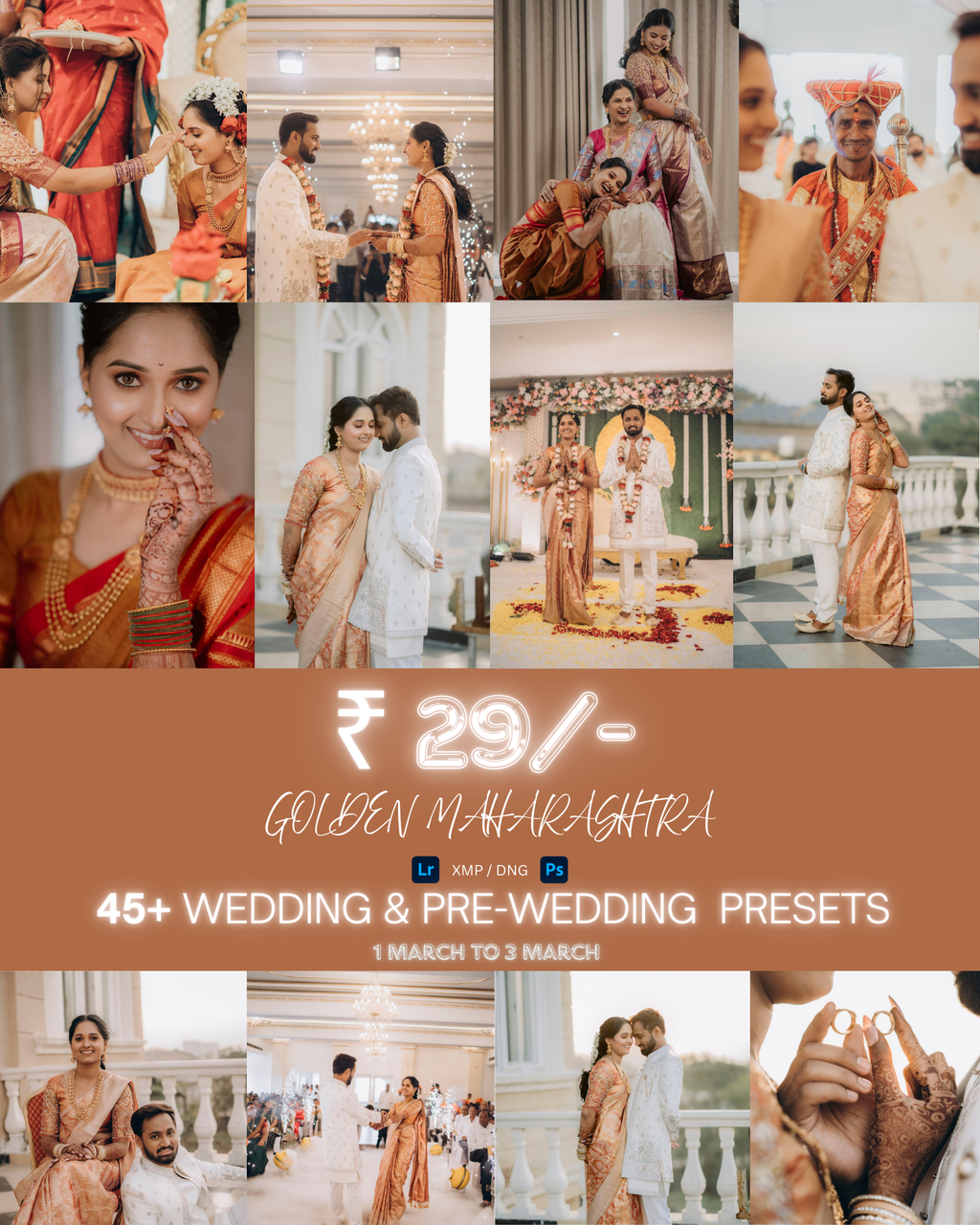 GOLDEN MAHARASHTRA ENGAGEMENT & WEDDING PRESETS
